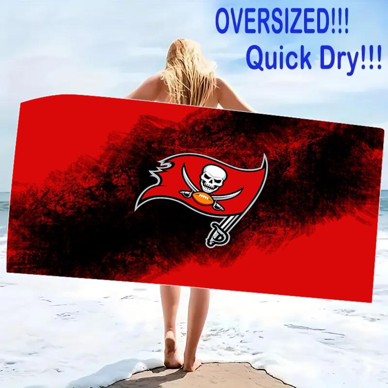 Tampa Bay Buccaneers Logo Print Beach Towel, Large Soft Quick Dry Towel for Beach Camping Swimming