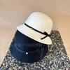 French elegant wool bucket hat women's autumn and winter small fragrance temperament bow basin hat shows the face of the small gold hat
