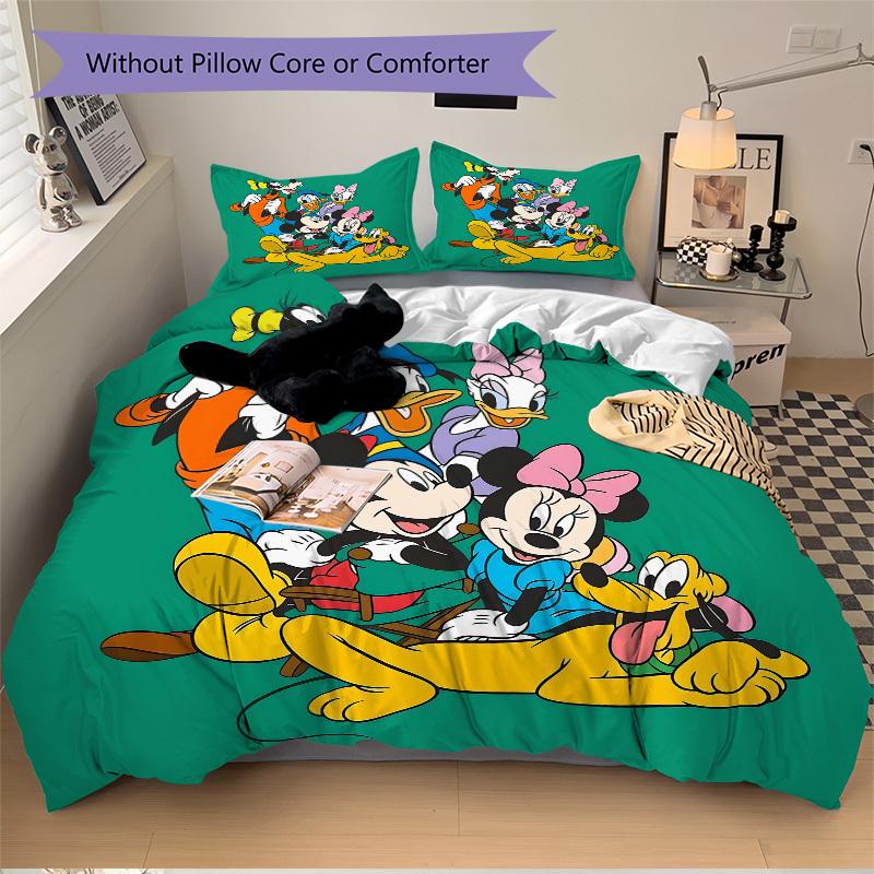 3pcs set Mickey Mouse Pluto1pc of quilt cover+2pcs of pillowcase, no core, print bedding, All Seasons Bedroom Setting024