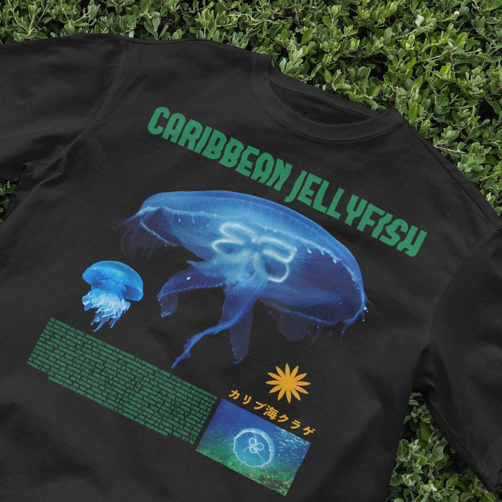 Caribbean Jellyfish T-Shirt, Aesthetic Shirt, Ocean Shirt, Harajuku Style, Japan Shirt, Vintage Shirt, Japanese beach, 2000s, Cute shirt,