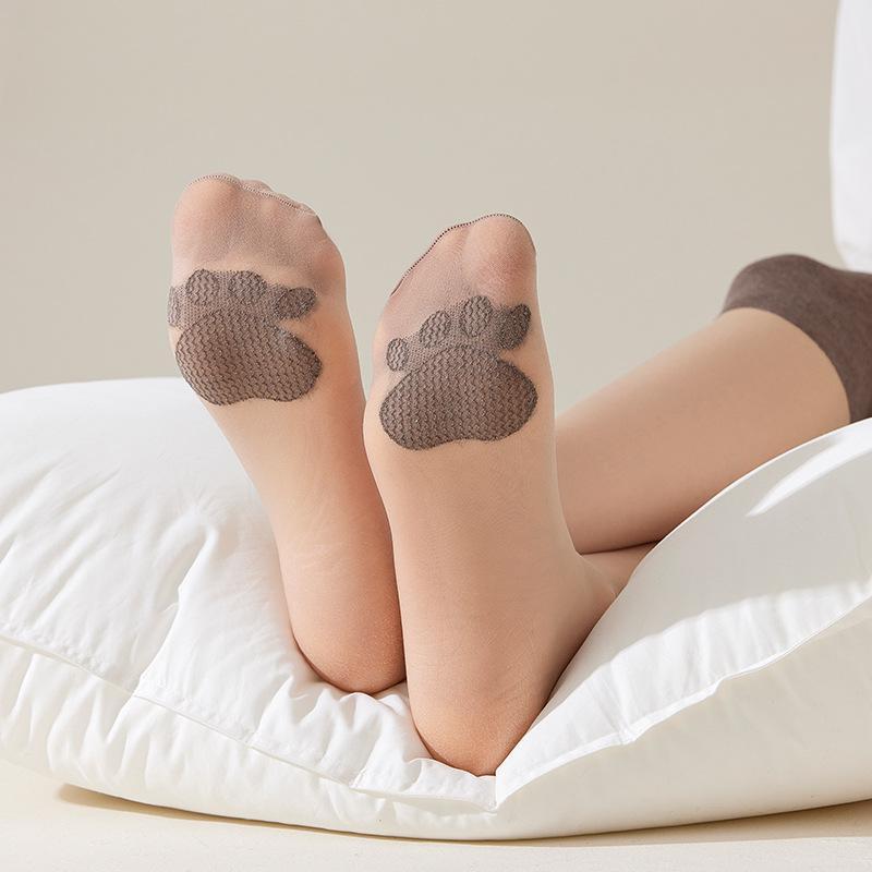 Женские гольфы до колена для кондиционируемых помещений Тонкие бесшовные чулки выше колена с рисунком «лапки кошки» Противоскользящие, устойчивые к зацепкам