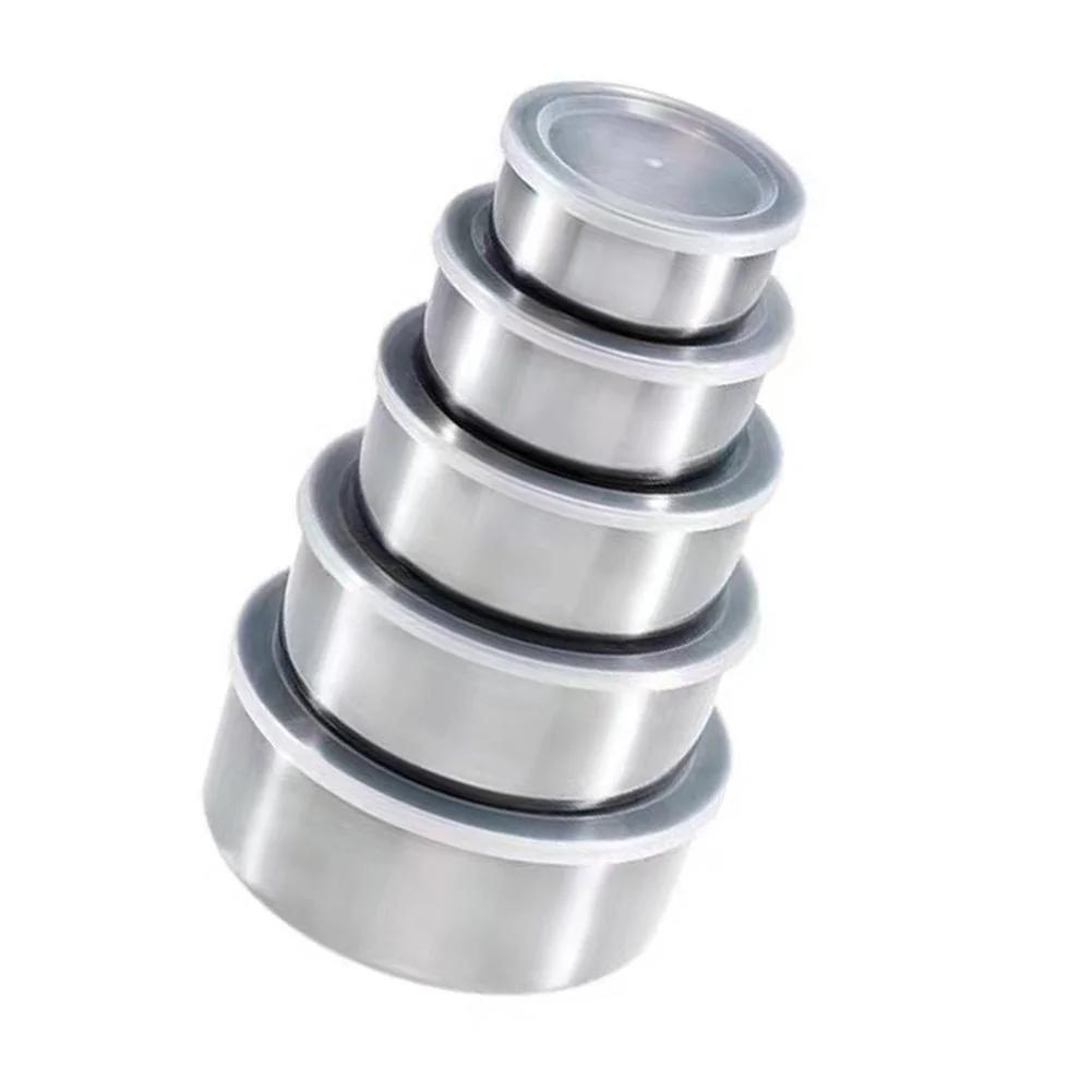 5Pcs/set Salad Bowl Stackable Stainless Steel Mixing Set with Lid Storage Bowl Whisking Bowl for Serving/Cooking/Baking/Storage