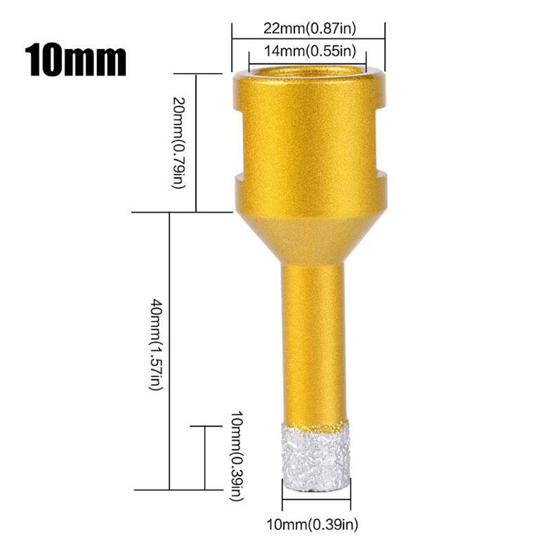 Резьбовое паяное алмазное сверло для бурения отверстий, сверло для угловой шлифовальной машины M14 для керамической плитки, мрамора, гранита, кирпича 6-65 мм