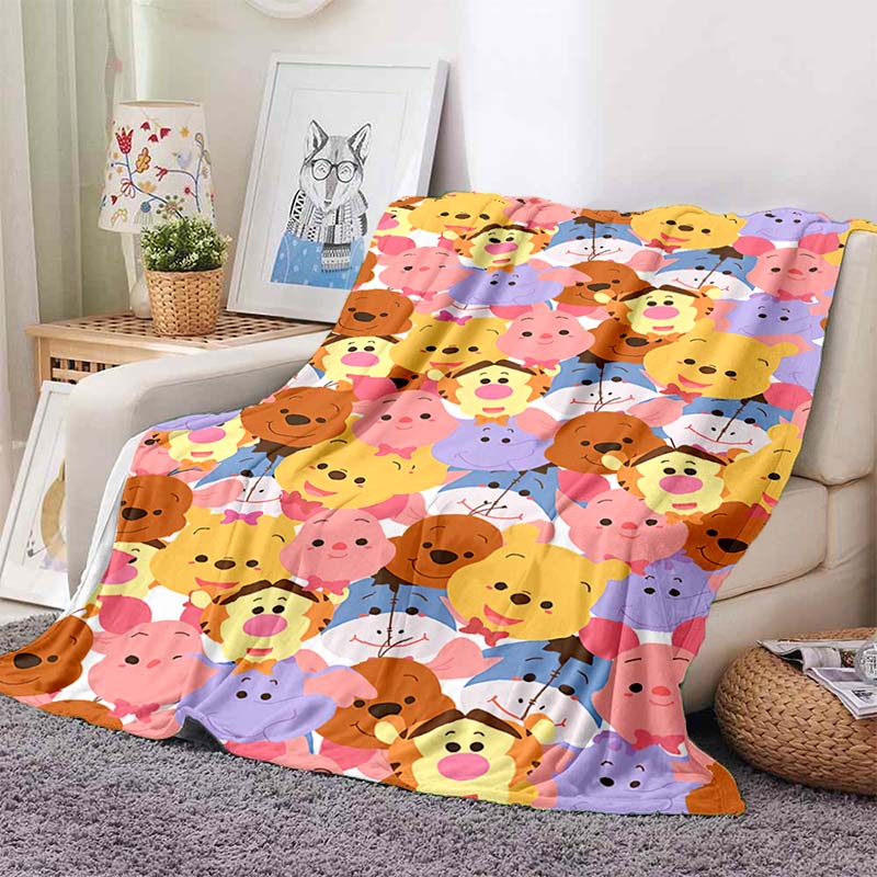 1PC Cartoon Winnie The Pooh Blanket Soft and Warm Flannel Material Suitable for Home Travel Camping RV Child Luxury Gift
