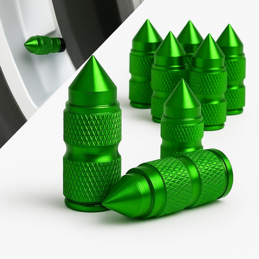 8PCS Spike Tire Valve Stem Caps, Aluminum Alloy Pointed Air Valve Covers, Universal Dustproof Car Wheel Valve Caps for Cars, Trucks, SUVs,