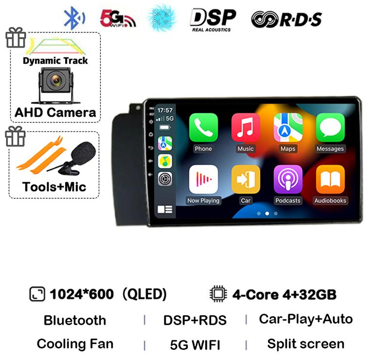 Android 14 Carplay Автомагнитола для Volvo XC70 V70 S60 2004-2009 GPS Мультимедиа Видео Плеер Навигация Стерео WIFI+4G Аудио