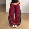 Women's Leopard Print Wide Leg Pants with Elastic Waist and Flowy for Casual Wear