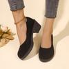 Fashion Classic Black Suede Heels Women 2024 Autumn New Chunky Heel Platform Women's Pumps Fashionable Shallow Mouth Office Ladies Shoes