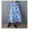 Women's Short Sleeved Loose Fashion Printed Mid Length Shirt Dress