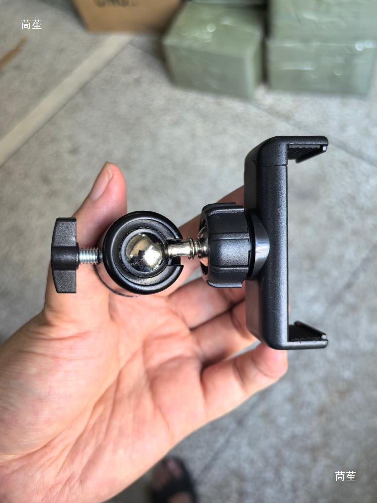 1/4 Turn 17mm Ball Head Phone Tripod Mount with Universal Swivel Bracket, Clip, and 360° Adapter for Live Streaming.