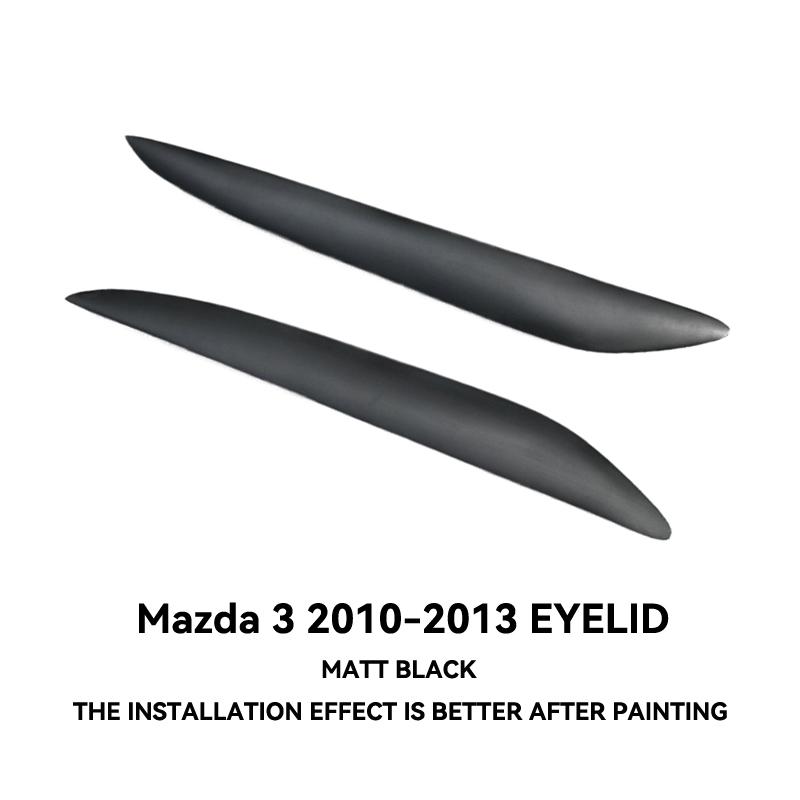 Carbon Fiber Car Headlight Eyebrows Cover Trim Sticker Head Lamp Eyelid For Mazda 3 M3 2010 - 2013 Fiber Glass Matt Black Primer