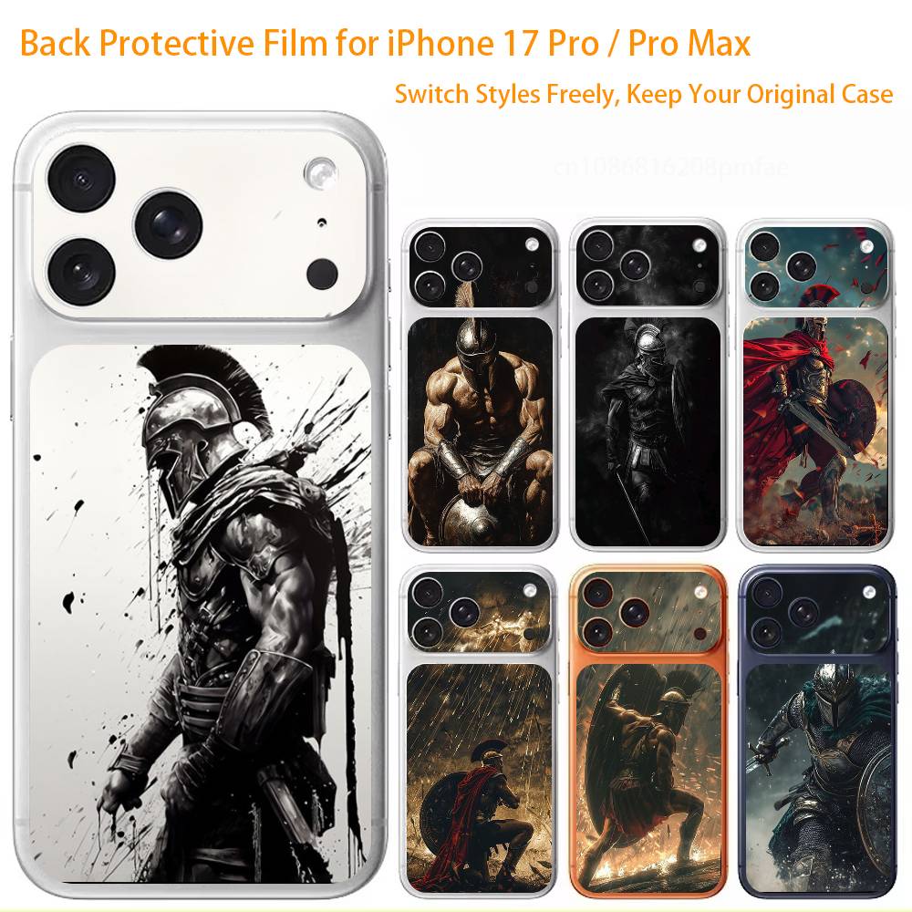 Крутая премиальная наклейка-обертка в стиле Спарты для iPhone 17 Pro/Max, Защитная декаль для задней рамки и камеры (Не чехол)