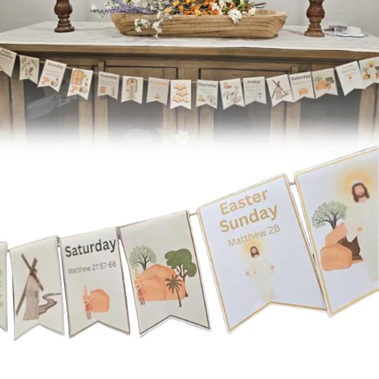 Баннер с пасхальной историей, пасхальные христиане, чтение Библии, история, фон, знак, религиозный баннер, украшение для камина, двора, крыльца, декор