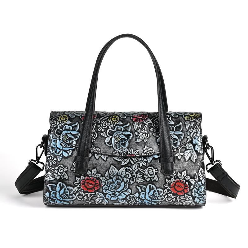 Johnature Женская сумка из натуральной кожи с тиснением в стиле ретро, ​​универсальные сумки на плечо и через плечо из воловьей кожи