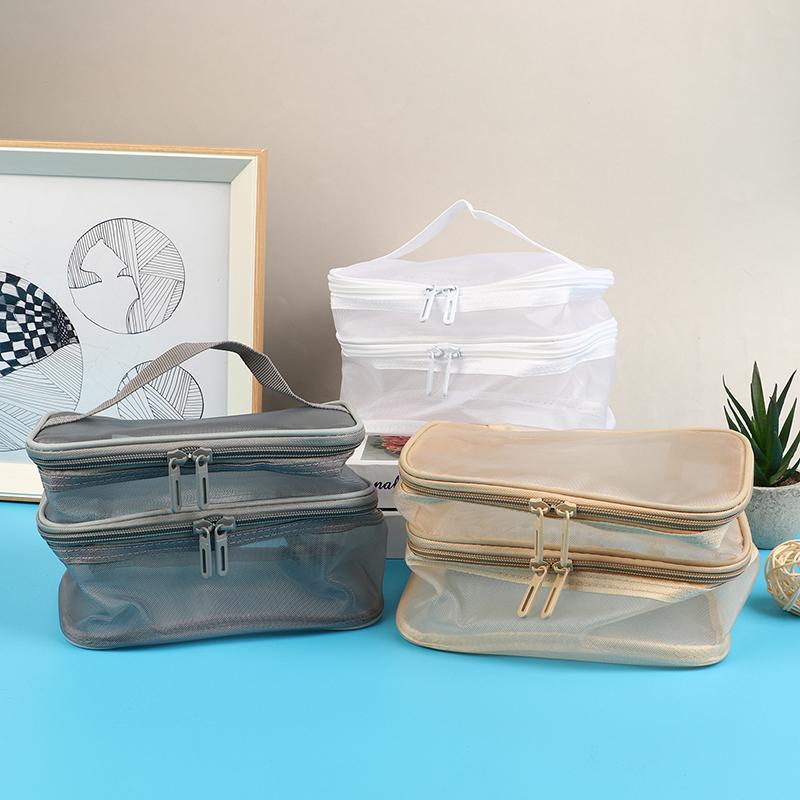 1 шт. сетчатая косметичка, сетчатая косметичка для офиса, дорожные сумки для хранения, двухслойные косметички