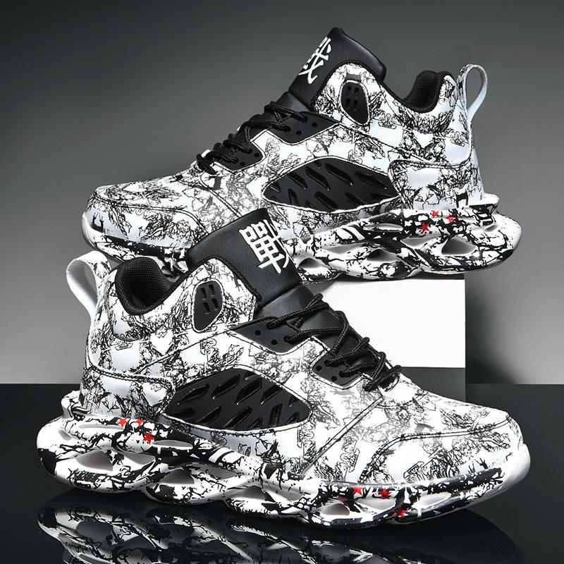 Men's Fashion Thick Bottom Breathable Basketball Shoes Men's High Top Sneakers