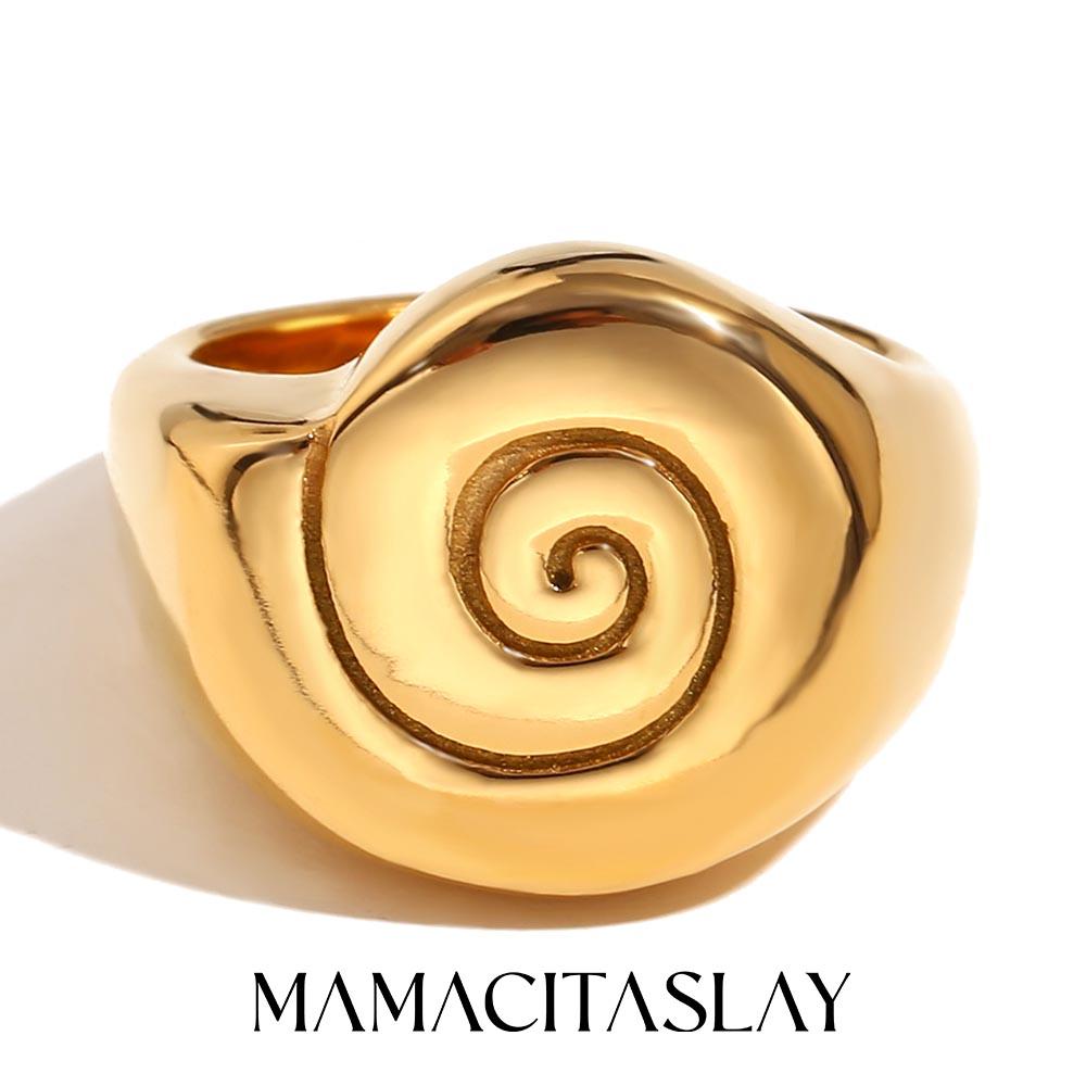 MamacitaSlay 2026 Новый Дизайн Кольца Спиральная Текстура Катушка Позолота 18K Нержавеющая Сталь Водонепроницаемые Украшения Простой Подарок для Женщин