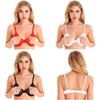Womens Sheer Mesh Lingerie Hollow Out Open Cups Underwired Push Up Bra Top
