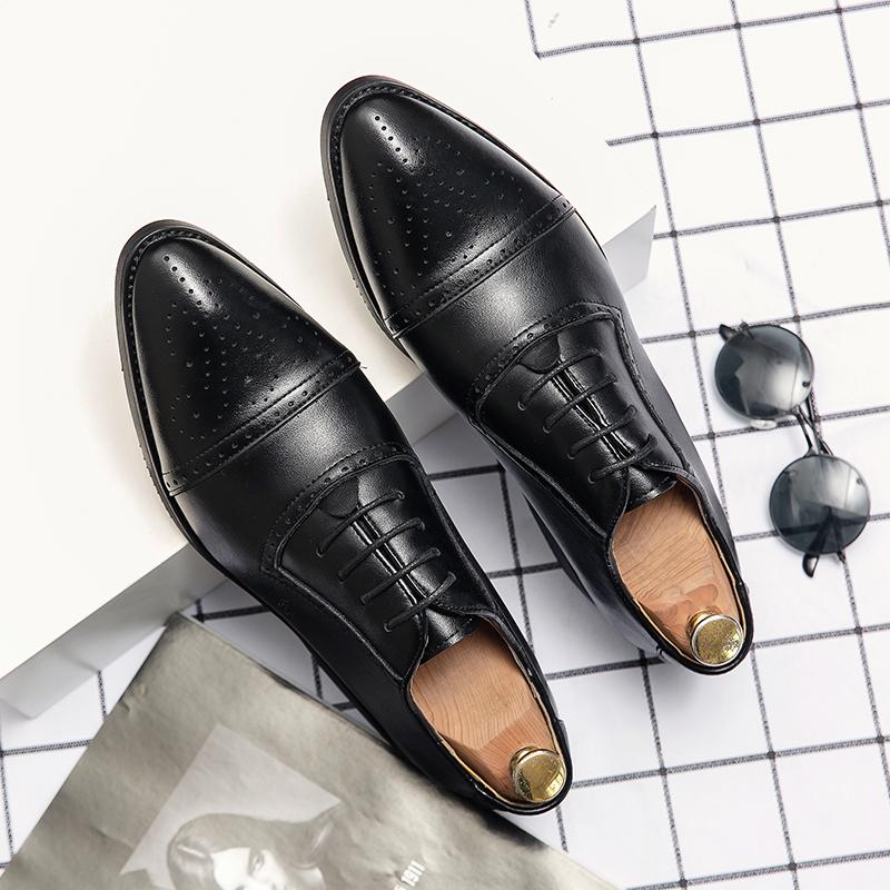 Fashion Mens Luxury Casual Triple Joint Wedding Shoes Handmade Trend Fashion Dress Shoes Black Formal Derby Shoes Gentleman Men's Shoes