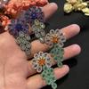 2022 Роскошные серьги из серебра 925 пробы с иглами, микро-набор AAA, циркон, камень, цветок, серьги для женщин, свадебные, помолвочные, украшения на день рождения