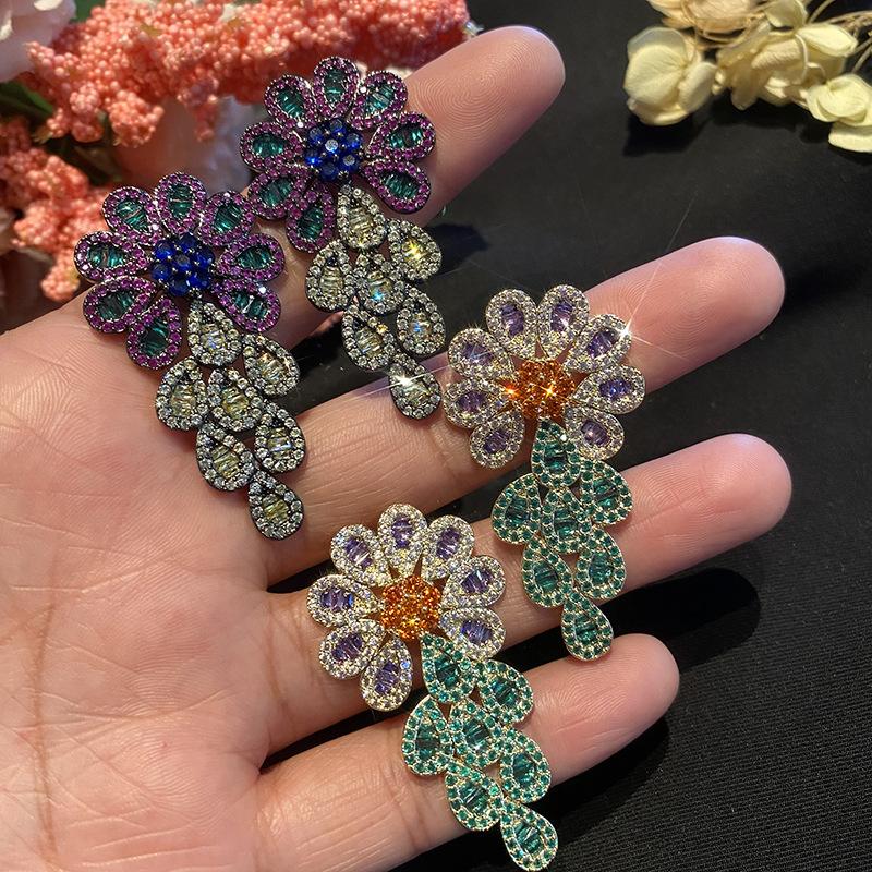 2022 Роскошные серьги из серебра 925 пробы с иглами, микро-набор AAA, циркон, камень, цветок, серьги для женщин, свадебные, помолвочные, украшения на день рождения