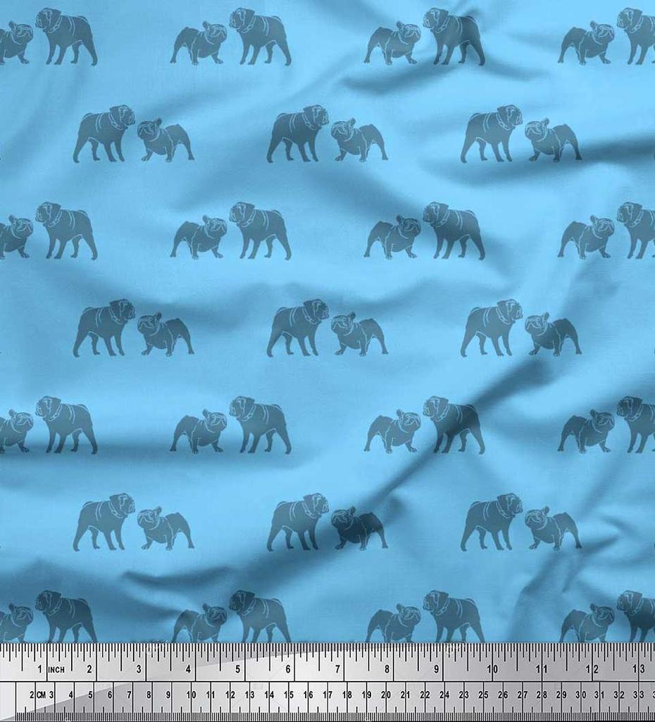 Soimoi Японская креп-сатиновая ткань с принтом Bull Dog на метр шириной 42 дюйма