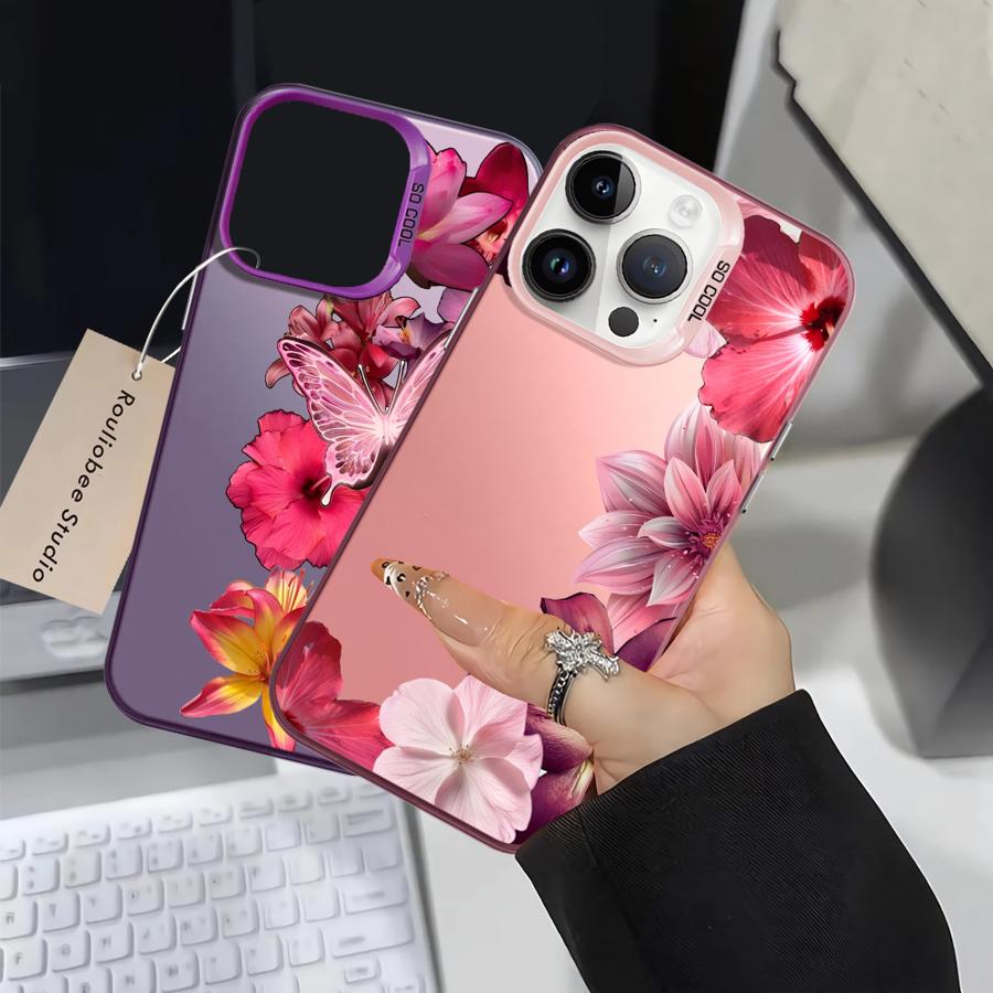 Задняя крышка-чехол для телефона для iPhone 17 Pro Max 11 14 12 15 Plus XR 16 Air XS 13 Pro Мультяшный Цветочный Арт