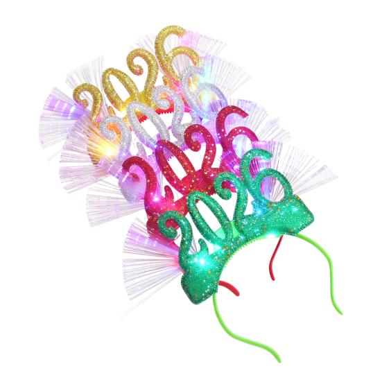 2026 Новогодняя вечеринка Ободок Сверкающий Светодиодный Светящийся Головной убор для Рождества Кануна Нового года Праздничные Мероприятия Вечеринки Празднование