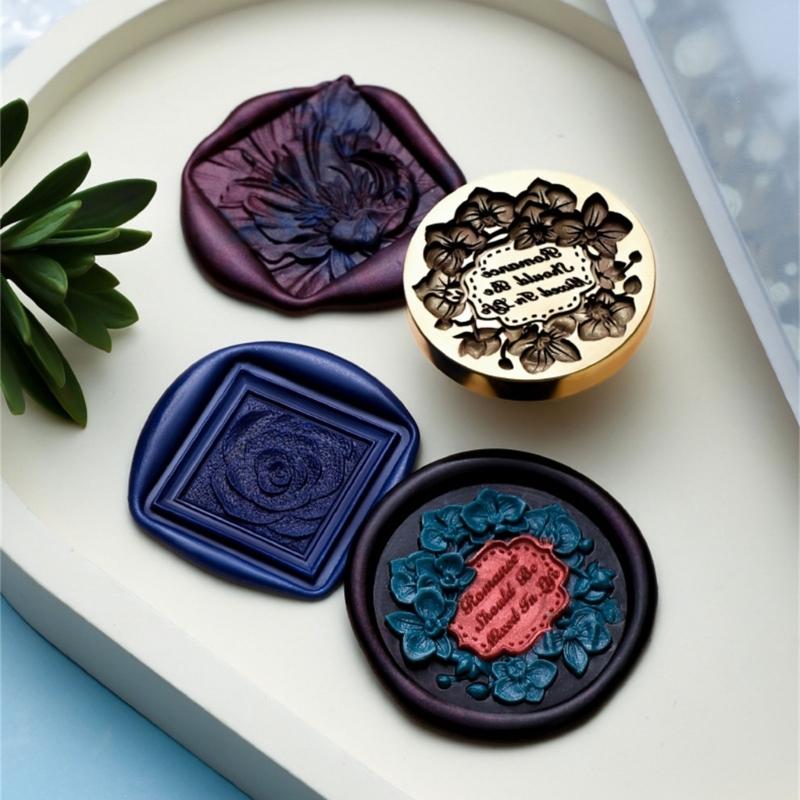 Штамп для восковой печати с цветочным тиснением для свадебного приглашения, конверта, штамп для восковой печати с цветочной текстурой