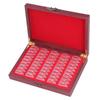 Coin Holder 50 Pieces Storage Vintage Wooden Coin Storage Box with Transparent Protective Case for