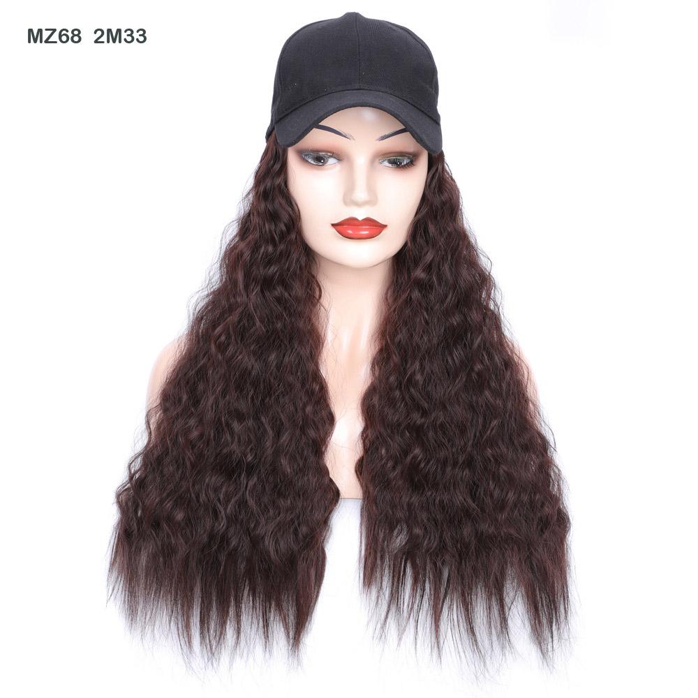 Hair Wig With Baseball Cap Straight&Wave Curly Hair Women Girl's Wigs