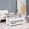 Lift-Top Coffee Table Coffee Table with Lift-Top Surface 2 Open Compartments and Hidden Storage Space 105x50x49 cm White and Marble Effect