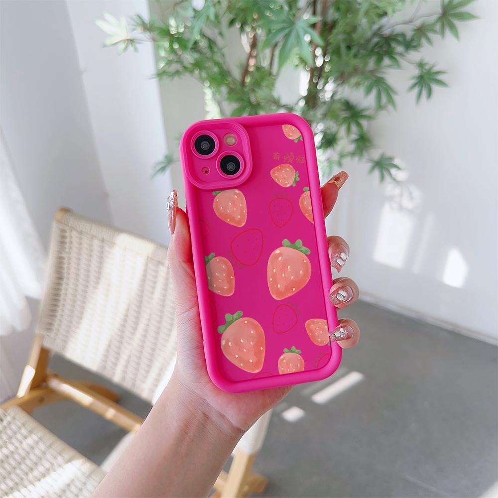 Чехол для телефона из мягкого ТПУ с рисунком свежей клубники для iPhone 17 Air 16 15 14 Pro Max Plus 13 12 Mini 8 7 X Xs Задняя крышка
