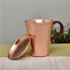 Handmade Pure Copper Coffee Mug Hammered Thickened Cup with Lid Cold Water Beer Mug Moscow Mule Drinkware Bar Tableware