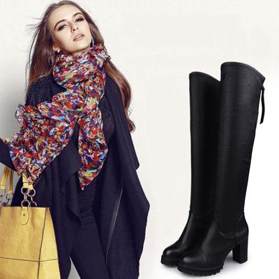 Sagit Женские сапоги выше колена Женские сапоги на высоком квадратном каблуке с высокими трубками