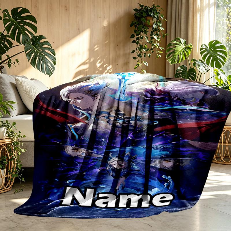 Custom Name Personalized Genshin Impact Print Blanket, Home Decor, Bedroom, Sofa, Camping, Couch, Gifts for Birthday Christmas