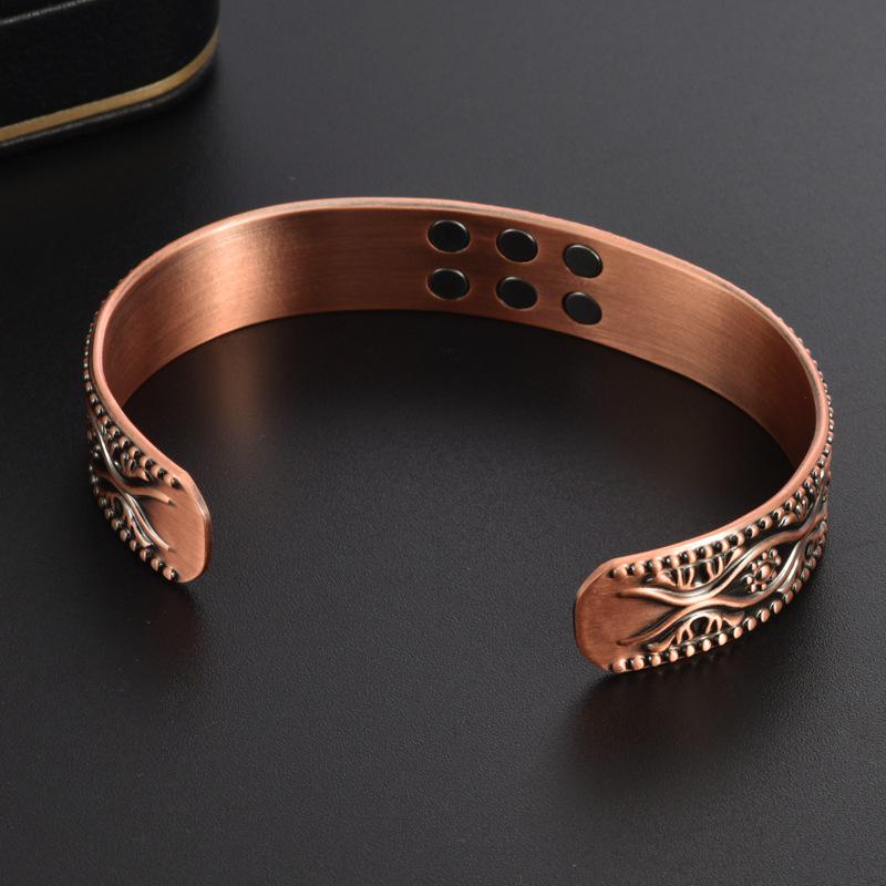 Ретро-магнитный браслет с цветами сливы и акантом, медь