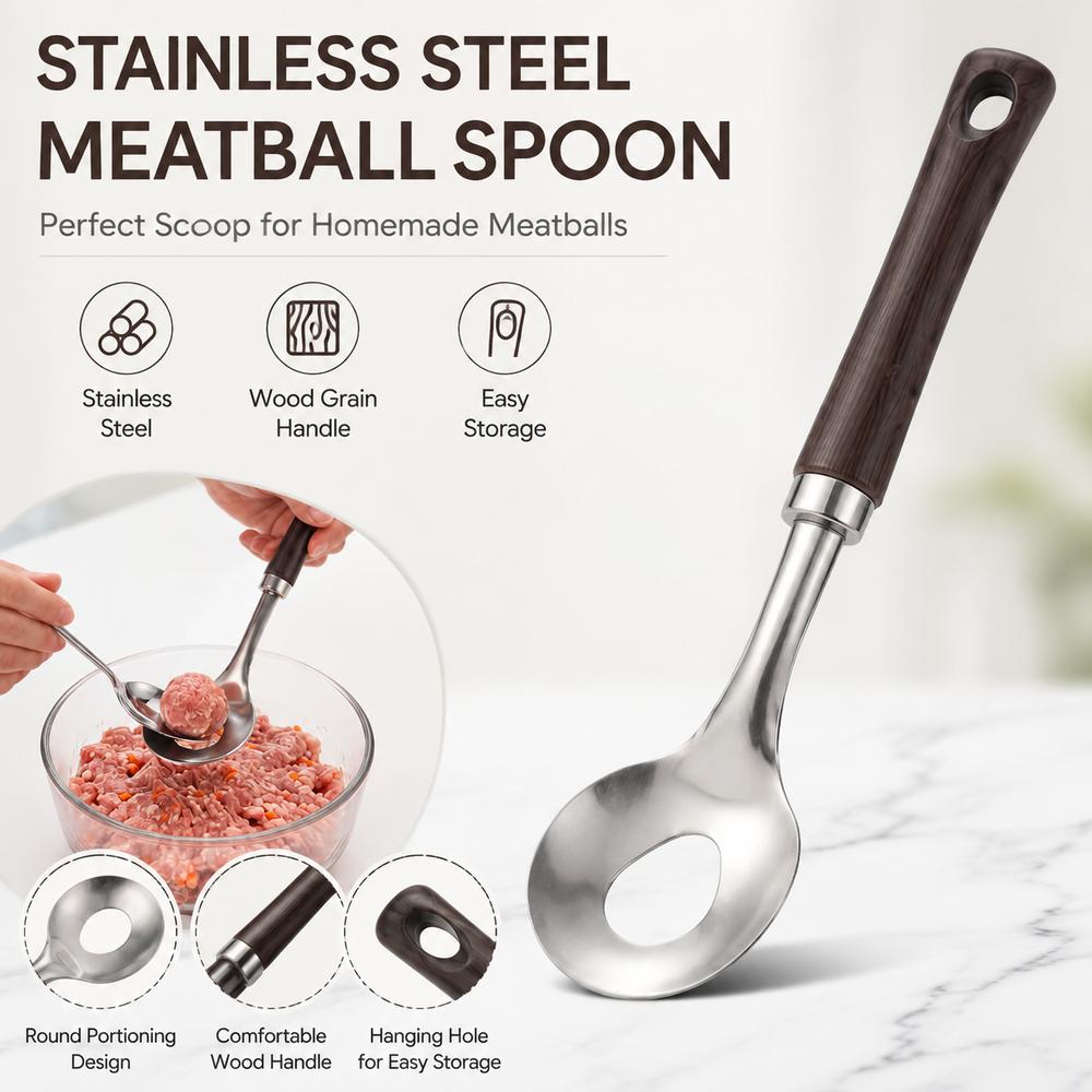 Stainless Steel Meatball Maker Spoon Round Spoon Head Meatball Portioning Tool Cooking Utensils