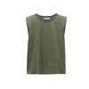 Spring New Women's Clothing Fashion Trendy Cool Easiest for Match round Neck Sleeveless Padded Shoulder Decorative T-shirt 0858030 0858034