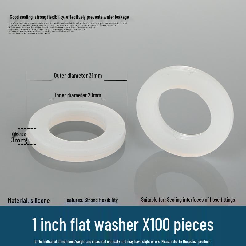 Silicone rubber gasket for 4-minute water heater: flat sealing ring, shower inlet pipe, 6-point, 1-inch water meter.