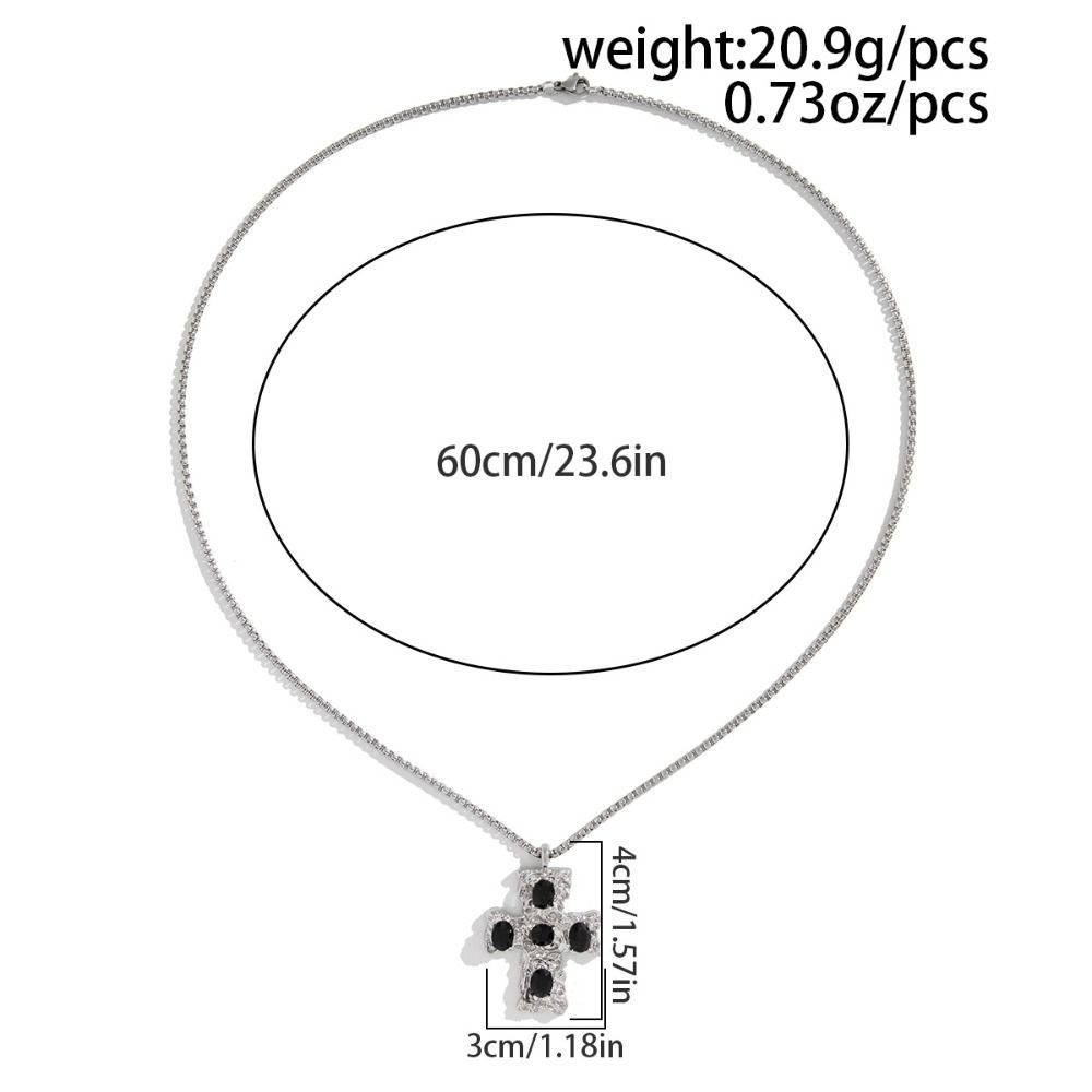 Silver Plated Men Necklace Alloy Link Chain Necklace New Cross Pendant Necklace  Jewelry