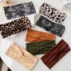 Модные женские повязки для волос крест-накрест однотонные, для девочек с леопардовым принтом и цветами, модные винтажные тюрбаны, аксессуары для волос для макияжа