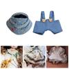 Plush Doll Clothes for 17cm Cartoon Denim Overalls with Hat Accessories Photo