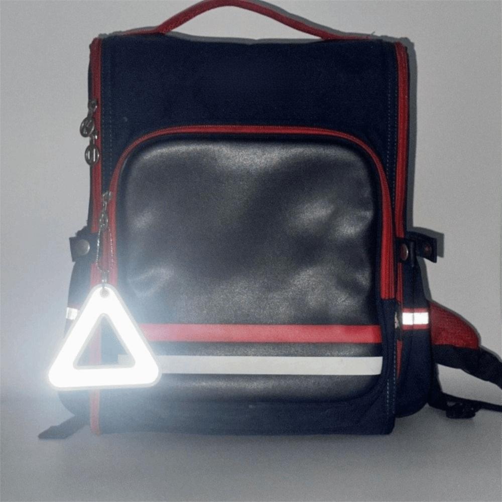 Lightweight Safety Keychain Triangle Shape Reflective Pendant Metal Ring Backpack Accessories