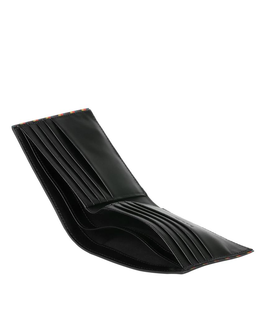 Bright Stripe Trim Bifold Wallet Black F