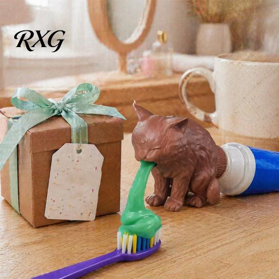 Fun Toothpaste Dispenser for Kids 3D Printed Cat Cap, Funny Vomiting Topper, Decorative Tube Squeezer Creative Adults Bathroom Accessory Unique Gifts