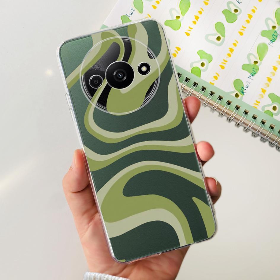 For Funda Xiaomi Redmi A3 Case 2024 Fashion Flower Transparent Silicone Soft TPU Phone Case For Xiomi Redmi A3 RedmiA3 4G Covers