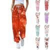 Женские повседневные модные рождественские принтованные повседневные брюки спортивные брюки длинные брюки брюки с эластичной резинкой на талии
