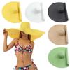 Женская шляпа от солнца с широкой оправой, летняя шляпа, складная пляжная шляпа с рулонами, женская летняя однотонная шляпа от солнца на Гавайях с широкой каймой