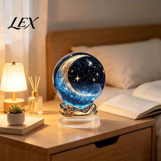 Thoughtful Gifts for Her Moon Star/Fairy Crystal Ball Ornament, Decorative Acrylic Sphere Bedroom Living Shatterproof Desk Decor Room Decor, Exquisite